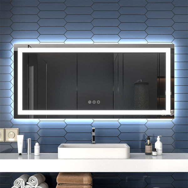 Apex 60" W x 28" H LED Rectangular Bathroom Mirrors for Sleek Design - Modland