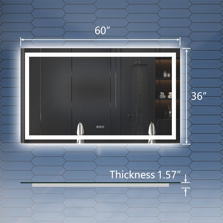 Apex 60" W x 36" H Contemporary Bathroom Mirror Ideal for Modern Living Spaces - Modland
