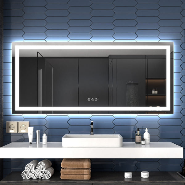 Apex 72" W x 32" H Elegant Bathroom Vanity Mirrors with Integrated LED Lighting - Modland