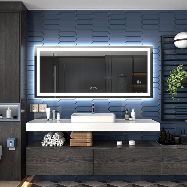 Apex 72" W x 32" H Elegant Bathroom Vanity Mirrors with Integrated LED Lighting - Modland
