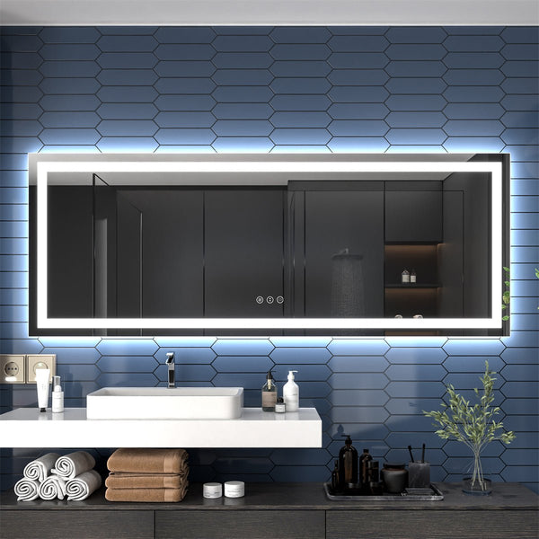 Apex 84" W x 32" H Stylish Bathroom Vanity Mirror with Ample Storage Space - Modland