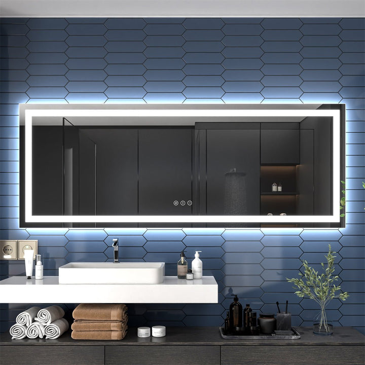 Apex 84" W x 32" H Stylish Bathroom Vanity Mirror with Ample Storage Space - Modland