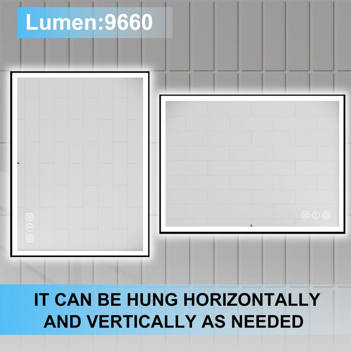 48* 36 Vanity Mirror with Built-in LED Lighting for Bathrooms - Modland
