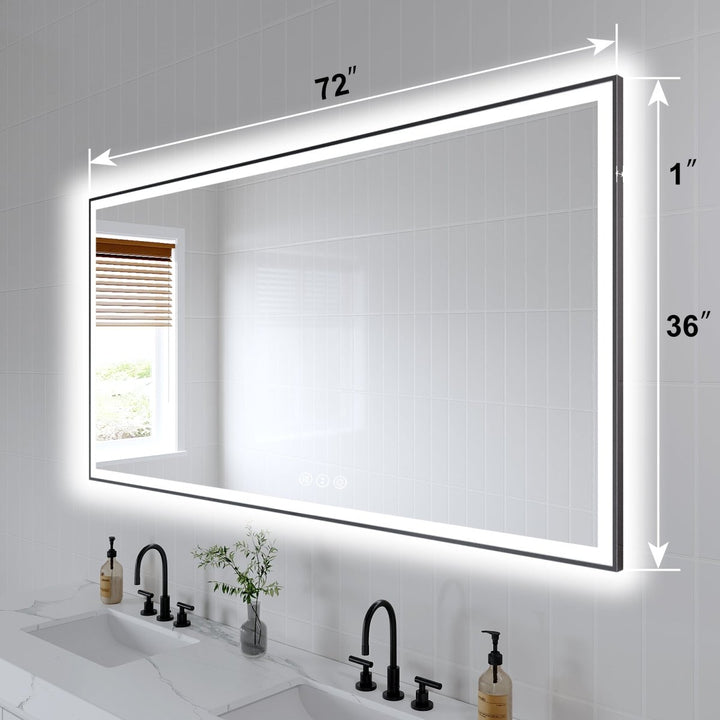 72"x36" Vanity Mirror with Built-in LED Lighting for Bathrooms - Modland