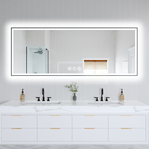 Apex-Noir 84"x32" Framed LED Lighted Bathroom Mirror