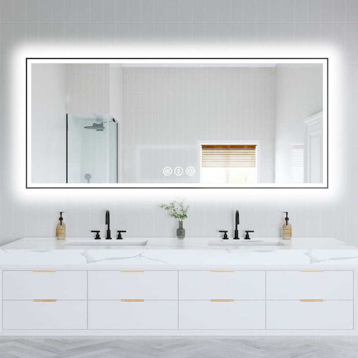 Apex-Noir 88"x38" Framed LED Lighted Bathroom Mirror - Modland