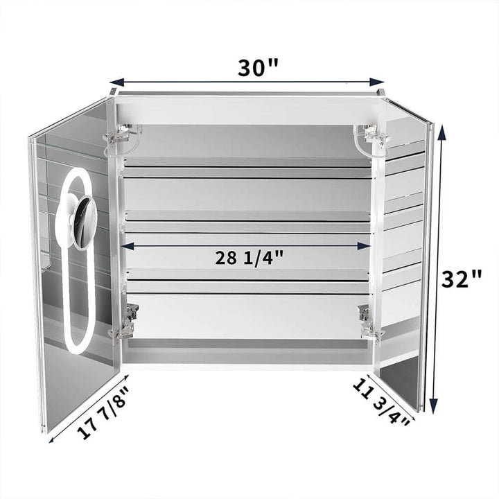 Backlit medicine cabinet dimensions 30x32