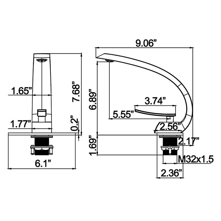 Bathroom faucet dimensions diagram with detailed measurements