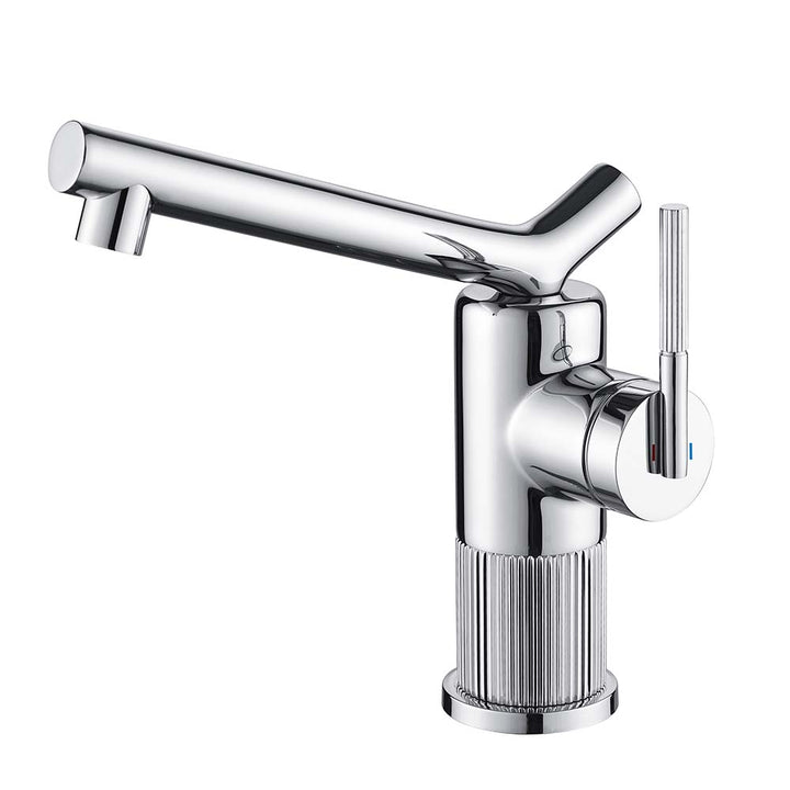 Modern chrome bathroom faucet with single handle design