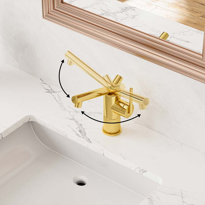 Bathroom faucet with 360-degree rotatable spout feature