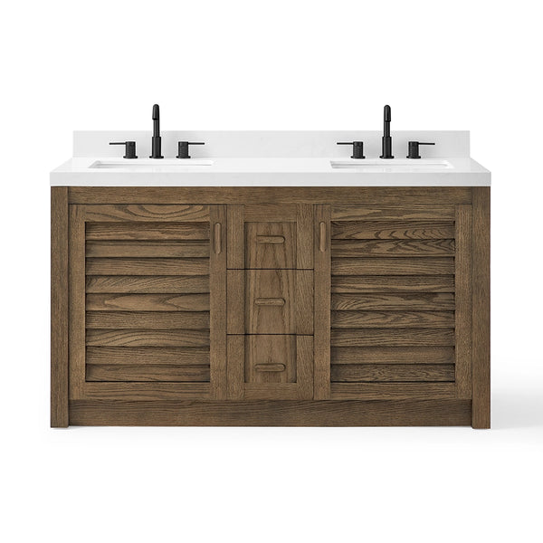 60 Inch Dark Brown Freestanding Double Sink Bathroom Vanity – Fully Assembled