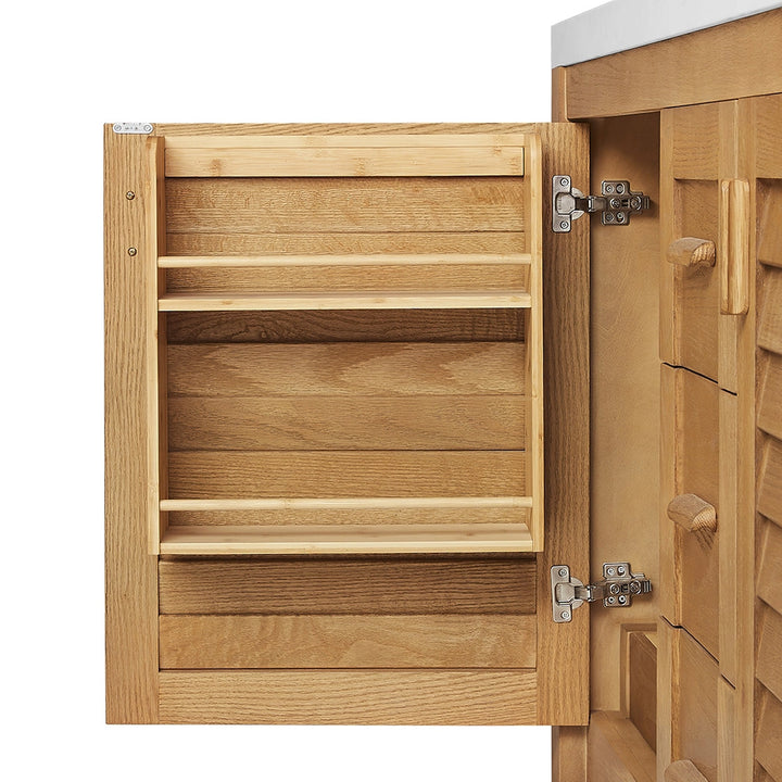 bathroom freestanding vanities door shelf empty detail