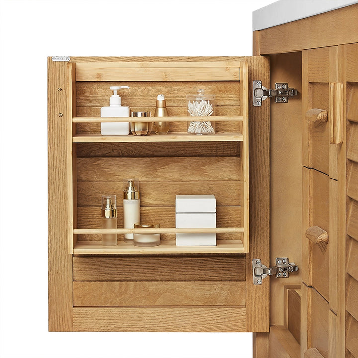 bathroom freestanding vanities door storage shelf detail