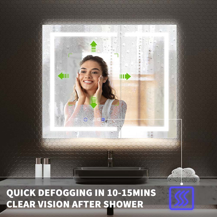 Bathroom medicine cabinet backlight defog