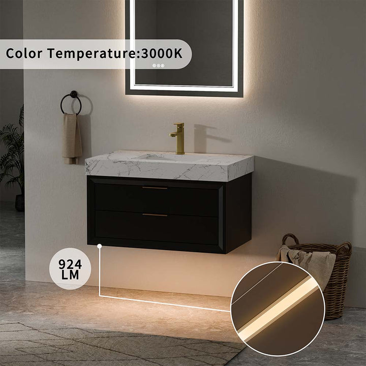 Vanity ambient lighting at 3000K color temp with 924 lumens output