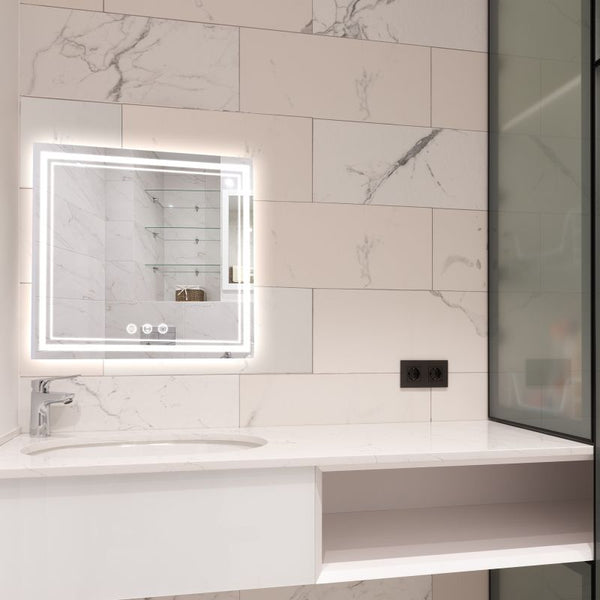 Meduim Rectangular Frameless Anti-Fog Wall Mount Bathroom Vanity Mirror