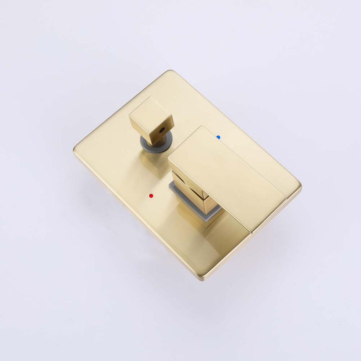 Gold finish bathtub faucet control valve with diverter handle