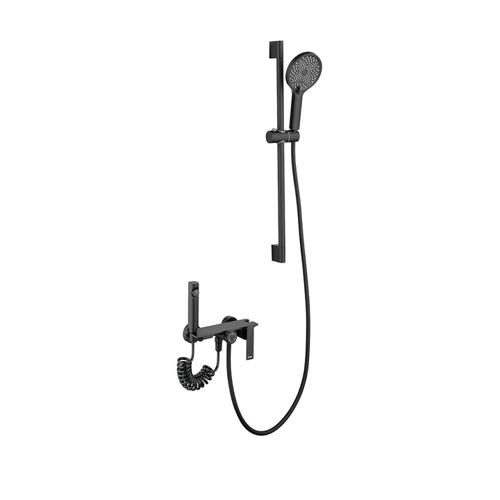 Juego de grifos de bañera multifuncional en negro mate para baño moderno