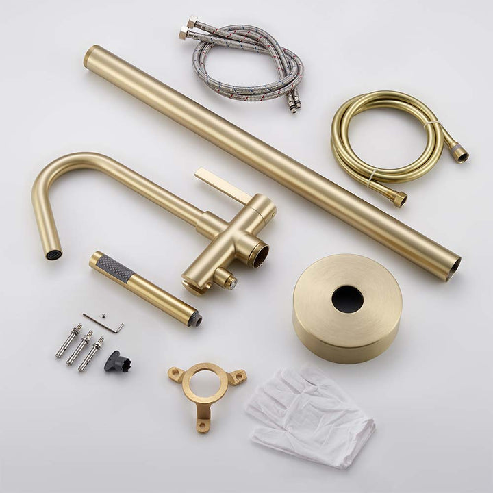 Gold freestanding bathtub faucet parts and accessories