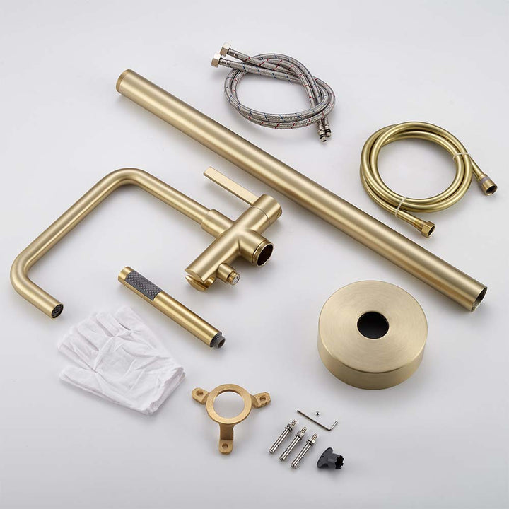 Gold square spout bathtub faucet parts and accessories