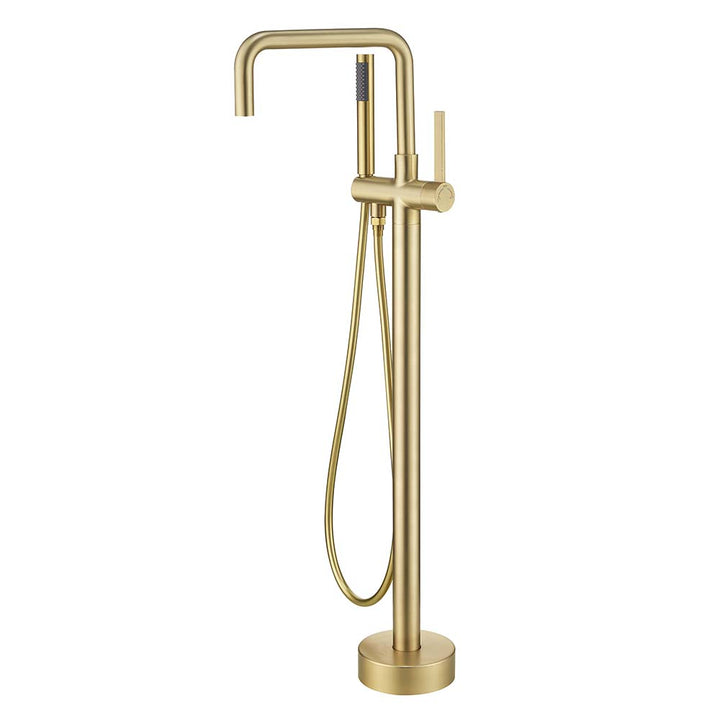 Gold freestanding bathtub faucet with square spout