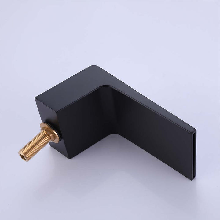 Black bathtub faucet waterfall spout detail brass construction