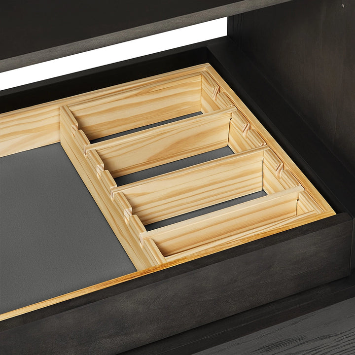 Black 36 inch bathroom freestanding vanity empty drawer organizer