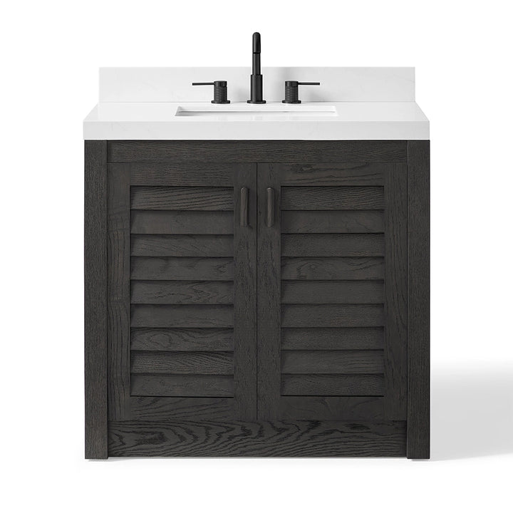 Black 36 inch bathroom freestanding vanity front view
