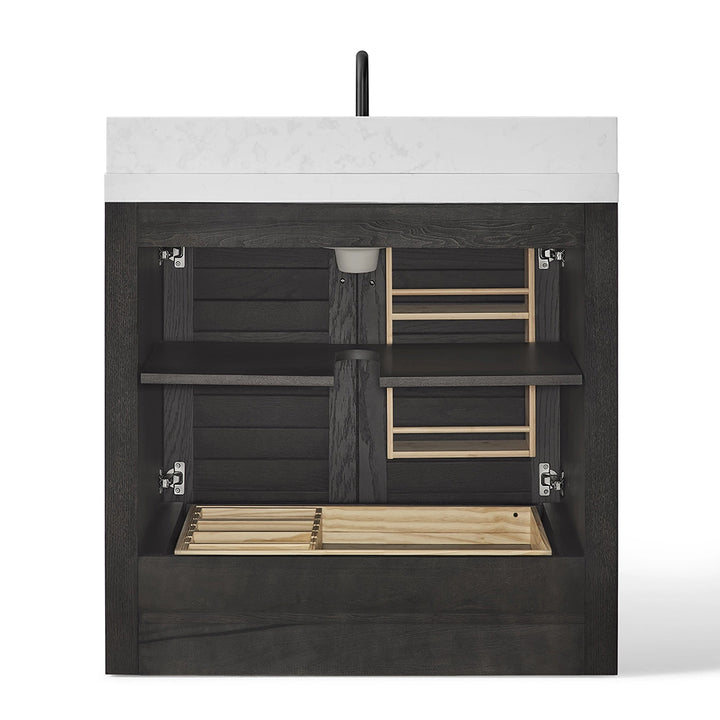 Black 36 inch bathroom freestanding vanity interior view