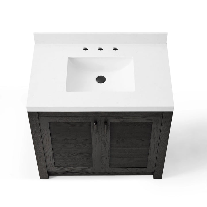 Black 36 inch bathroom freestanding vanity top sink view