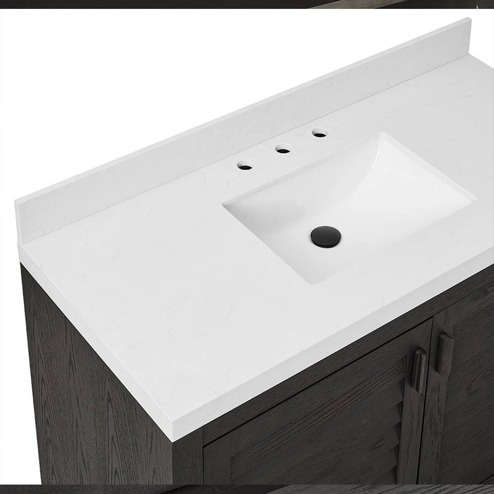 Black 36 inch bathroom freestanding vanity white top with sink