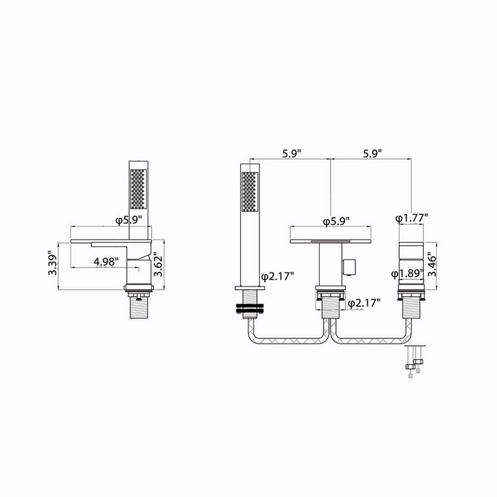Black bathtub faucet dimensions