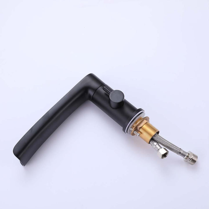 Black bathtub faucet spout with brass hose connection