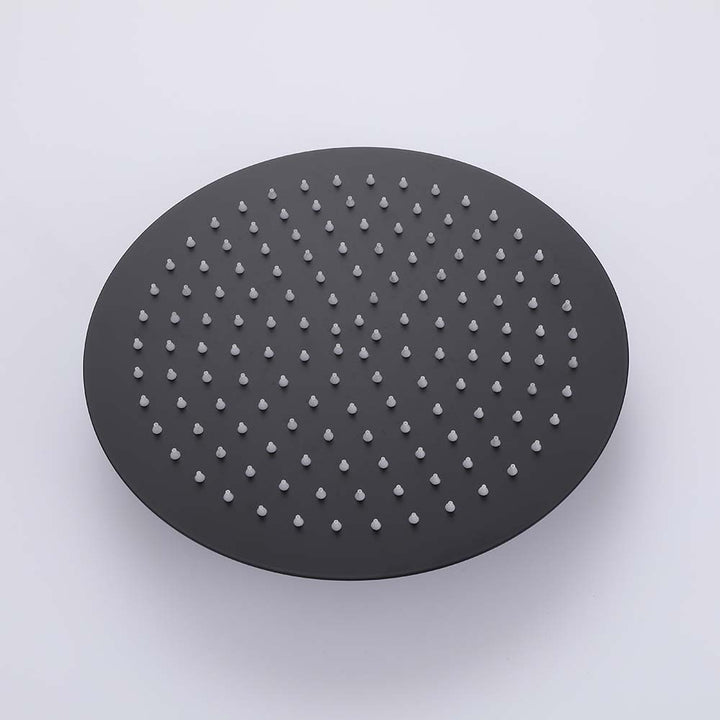 Front view of black modern outdoor shower head