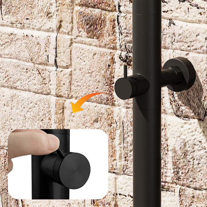 Detail of Black Outdoor Shower Adjustment Handle - Easy to Use