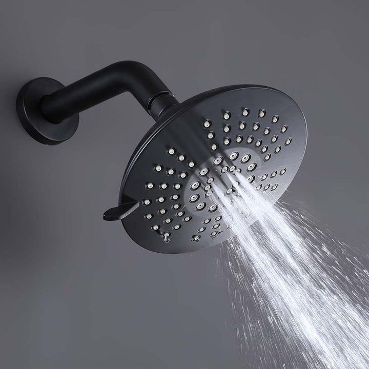 Black round shower head with high-pressure center spray