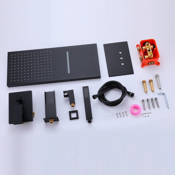 Black shower system complete parts and accessories set