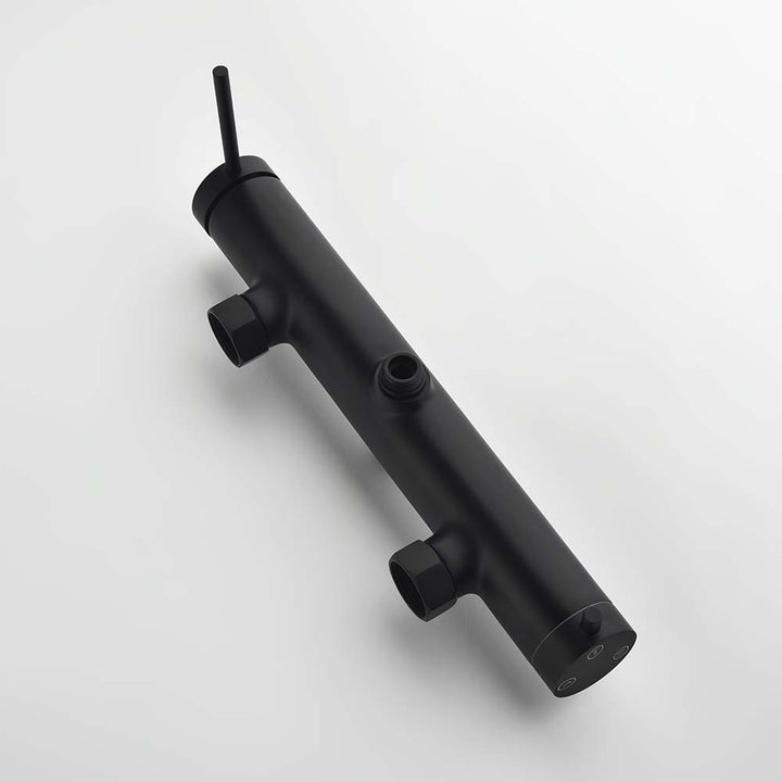 Black shower system control valve with matte black finish