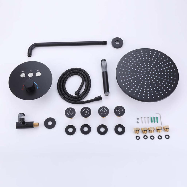 Black shower system full set with parts and accessories