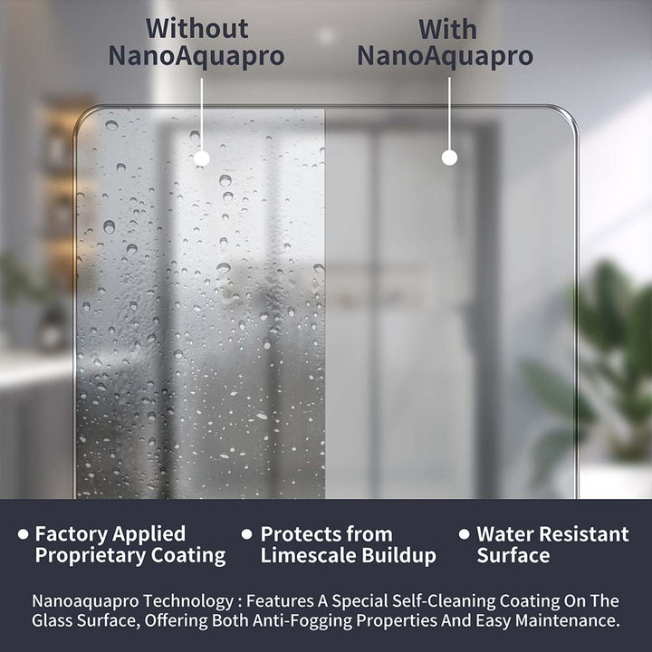 Black sliding shower door nanoaquapro self-cleaning coating