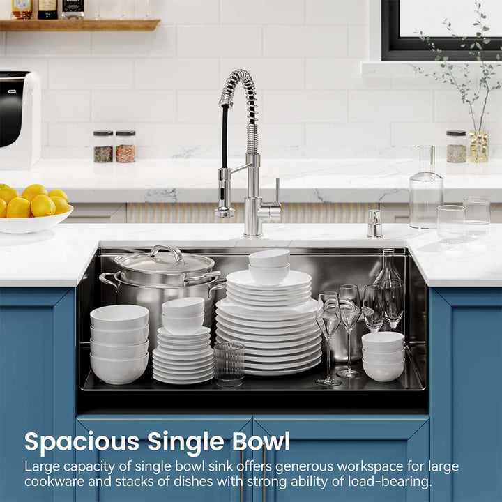 Black stainless steel kitchen sink-large single bowl capacity