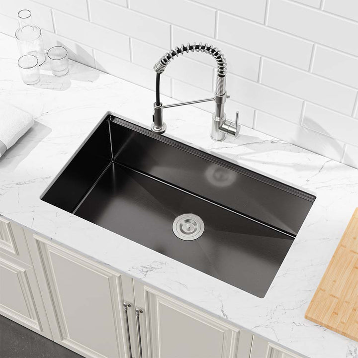 Black stainless steel kitchen sink topmount single bowl modern design
