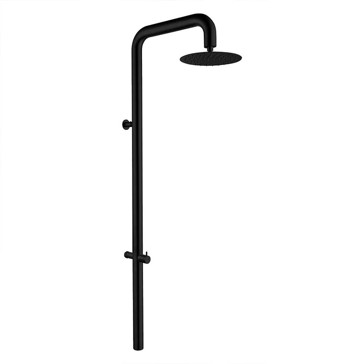 Black Stainless Steel Outdoor Shower with Modern Design and Adjustable Valve