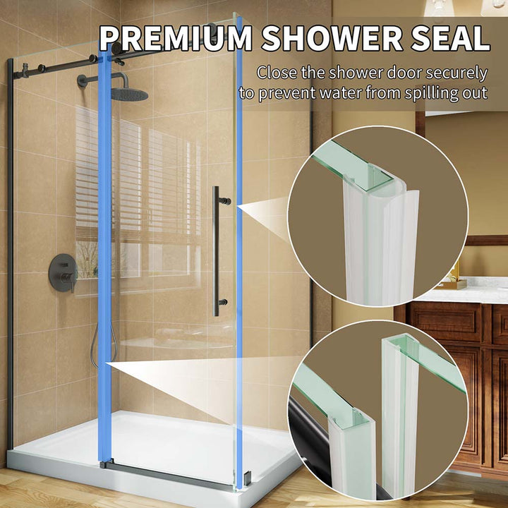 Black stainless steel shower door with premium waterproof seal