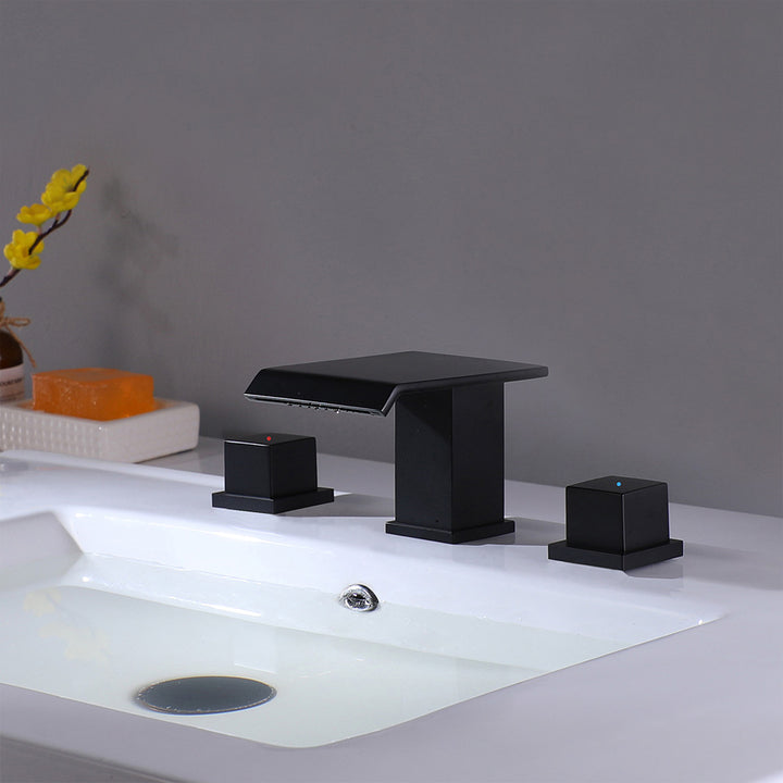 Matte black waterfall bathroom faucet