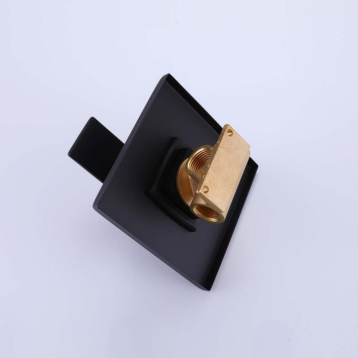 Brass valve back view for matte black shower system