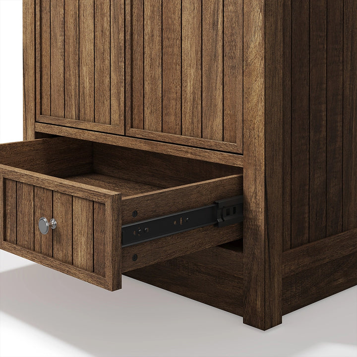 Brown 30 inch bathroom freestanding vanities drawer slide detail