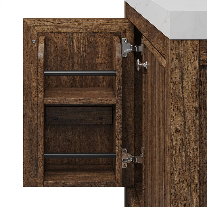 Brown 30 inch bathroom freestanding vanities open cabinet storage
