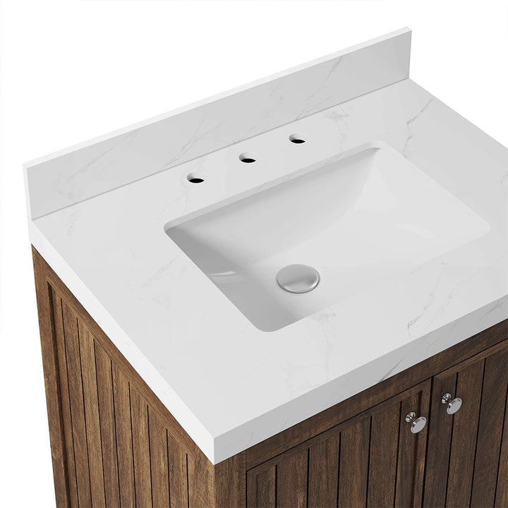 Brown 30 inch bathroom freestanding vanities sink top detail