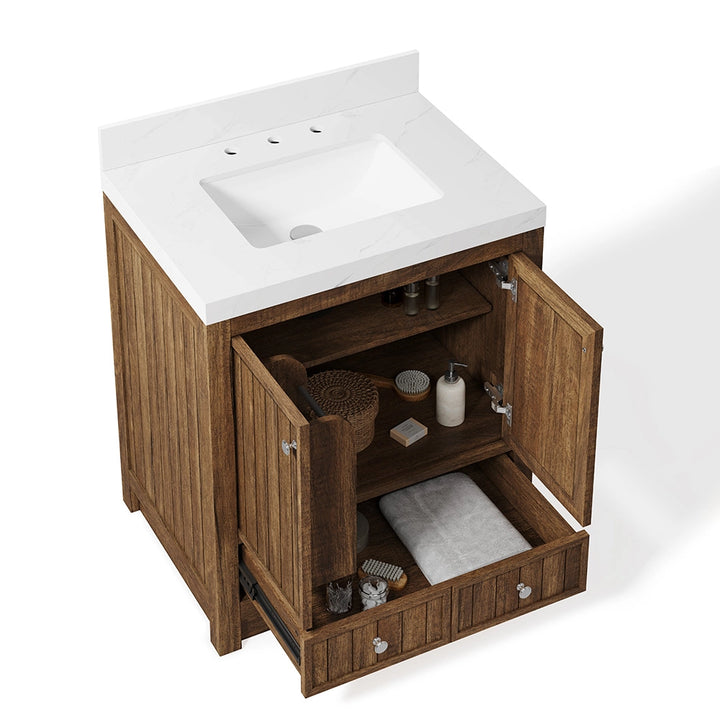 Brown 30 inch bathroom freestanding vanities with storage